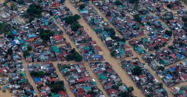 An aerial view of the flooding in Manila, Philippines, as Typhoon Vamco unleashed some of the worst flooding in years in the capital, Nov. 12, 2020. (Presidential Photo Handout via Reuters)