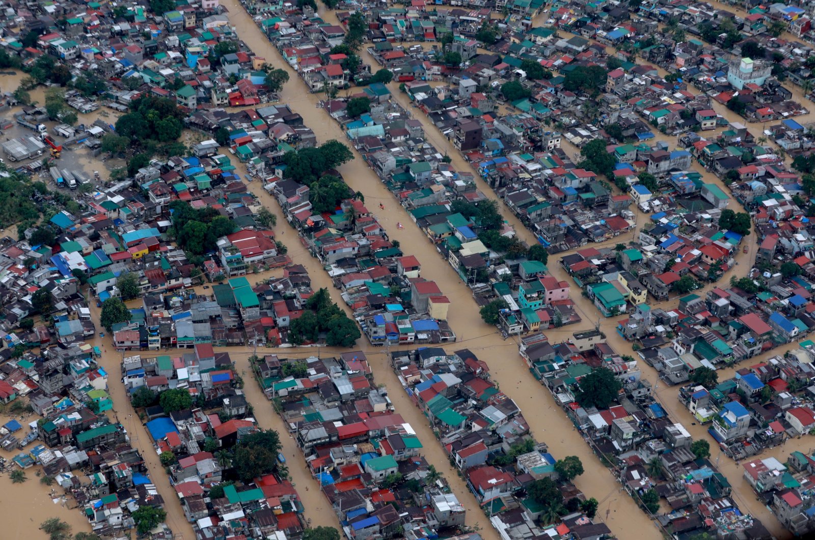 An aerial view of the flooding in Manila, Philippines, as Typhoon Vamco unleashed some of the worst flooding in years in the capital, Nov. 12, 2020. (Presidential Photo Handout via Reuters)