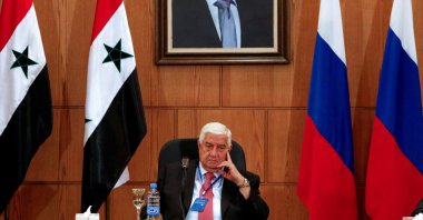 Syria's Foreign Minister Walid al-Moalem attends a press conference with Russian Deputy Prime Minister Yuri Borisov and Foreign Minister Sergei Lavrov in Damascus, Syria, Sept. 7, 2020. (Reuters Photo)
