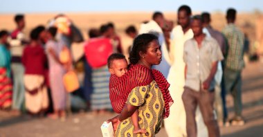 Ethiopian migrants gather at the border reception center of Hamdiyet, in the eastern Sudanese state of Kasala, Nov. 14, 2020. (AFP Photo)