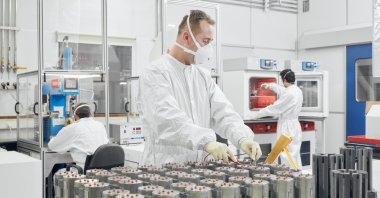 An engineer working at the SAGE Thermal Battery Manufacturing Facility in Ankara, Turkey, Aug. 4, 2020. (DHA Photo)