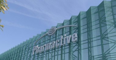 The Pharmactive Ilaç logo is displayed at its facility in northwestern Tekirdağ, Turkey, in file photo from Sept. 30, 2013. (Sabah Photo)