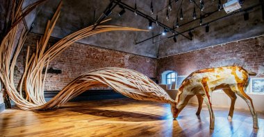 Yağmur Çalış, "Invasion," paper and wood, 160 by 140 by 800 centimeters, 2020. (Courtesy of Mamut Art Project)