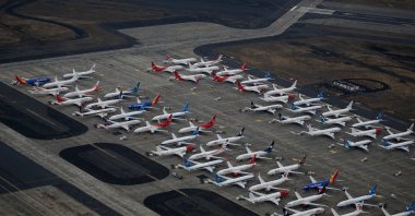 Grounded Boeing 737 Max aircraft are parked at Boeing facilities at Grant County International Airport in Moses Lake, Washington, U.S. Nov. 17, 2020.  (Reuters Photo)