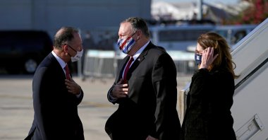 U.S. Secretary of State Mike Pompeo and his wife arrive at Ben Gurion Airport, Tel Aviv, Nov. 18, 2020. (REUTERS Photo)
