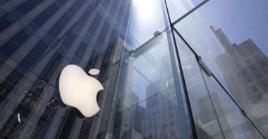 The sun is reflected on Apple's Fifth Avenue store in New York City, New York, June 16, 2020. (AP Photo)