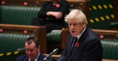 Britain's Prime Minister Boris Johnson speaks during the weekly question-time debate at the House of Commons, London, Nov. 11, 2020. (REUTERS Photo)