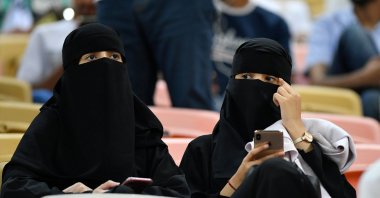 Women inside the stadium before the Spanish Super Cup semifinal – Valencia vs. Real Madrid match, Jeddah, Saudi Arabi, Jan. 8, 2020. (Reuters Photo)
