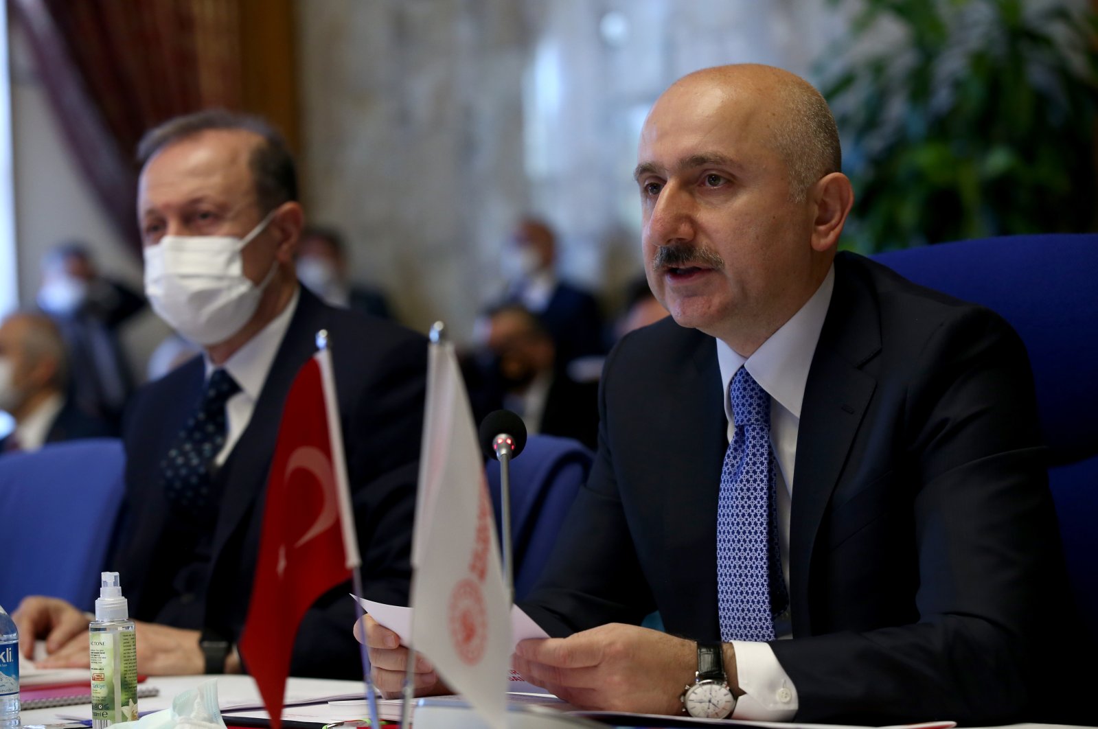 Transport and Infrastructure Minister Adil Karaismailoğlu speaks at the parliamentary budget meeting, Ankara, Turkey, Nov. 19, 2020. (AA Photo)