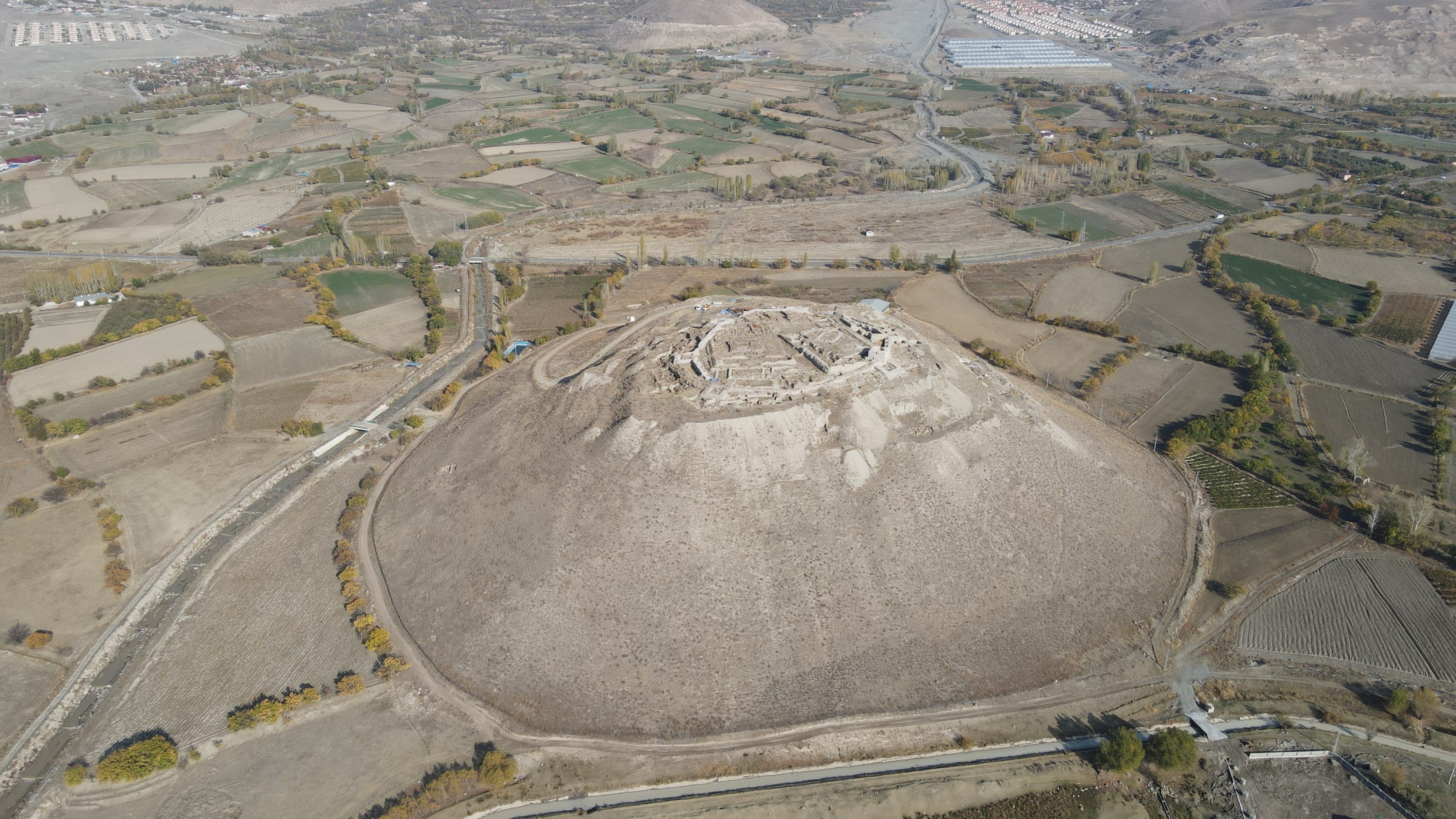 An aerial view of the ruins of Altıntepe Fortress, Erzincan, eastern Turkey, Nov. 19, 2020. (AA Photo)