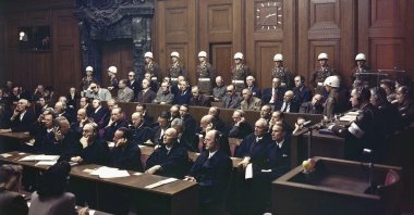 In this file photo, defendants listen to part of the verdict in the Palace of Justice during the Nuremberg War Crimes Trial in Nuremberg, Germany on Sept. 30, 1946. (AP Photo)