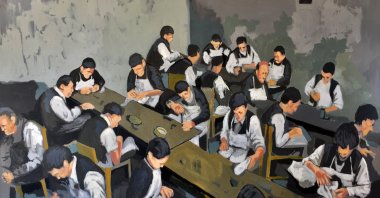 Sinan Orakçı, "Workers Children," oil on canvas, 90 by 120 centimeters.