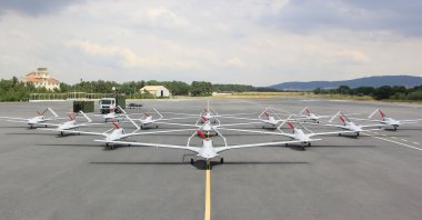 Bayraktar TB2 unmanned aerial vehicles (UAVs) are seen parked at an airfield in Istanbul, June 11, 2020. (AA Photo)