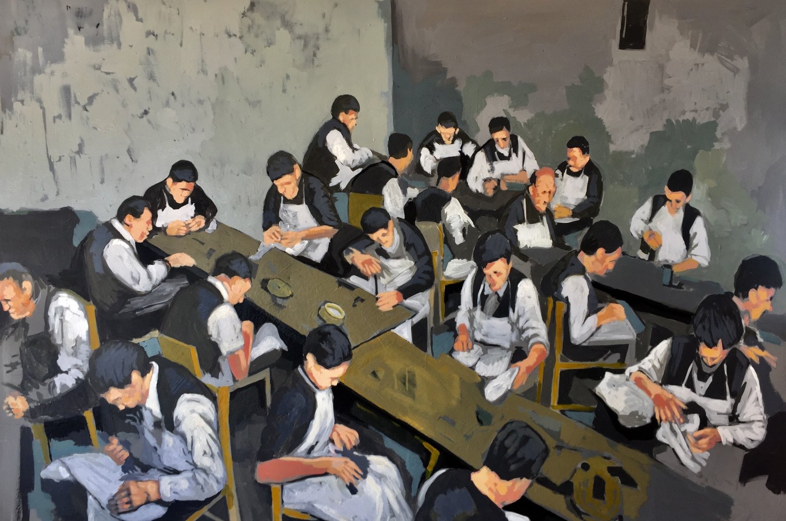 Sinan Orakçı, "Workers Children," oil on canvas, 90 by 120 centimeters.