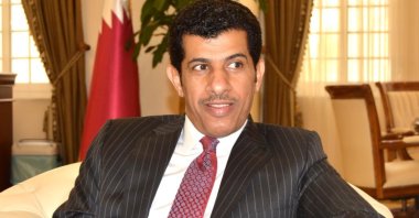 Doha's Ambassador to Ankara Salem Mubarak Al-Shafi speaks during a meeting at At the Qatari Embassy in Ankara in 2018.