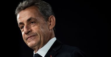 In this file photo taken on June 21, 2019 former French President Nicolas Sarkozy delivers a speech as he attends a conference marking the fiftieth anniversary of the election of Georges Pompidou. (AFP Photo)