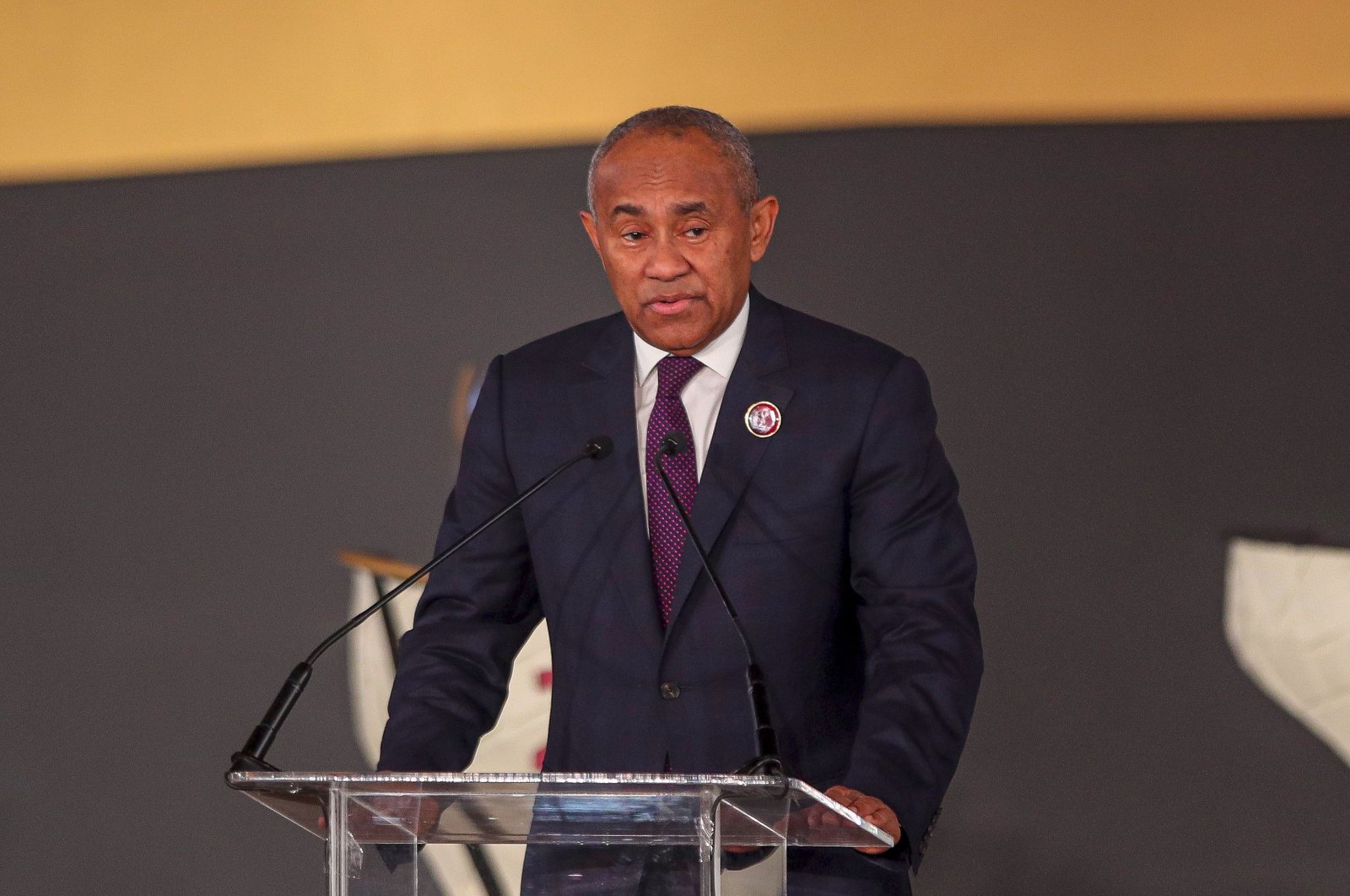 Confederation of African Football (CAF) President Ahmad Ahmad speaks during a World Cup qualification draw in Cairo, Egypt, Jan. 21, 2020. (AFP Photo)