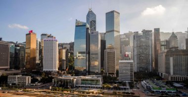 A general view shows commercial buildings in Hong Kong on November 19, 2020. (AFP Photo)