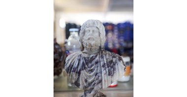 The marble bust of Serapis found in the ancient city of Kibyra, Burdur province, southwestern Turkey, Nov. 23, 2020. (AA Photo)