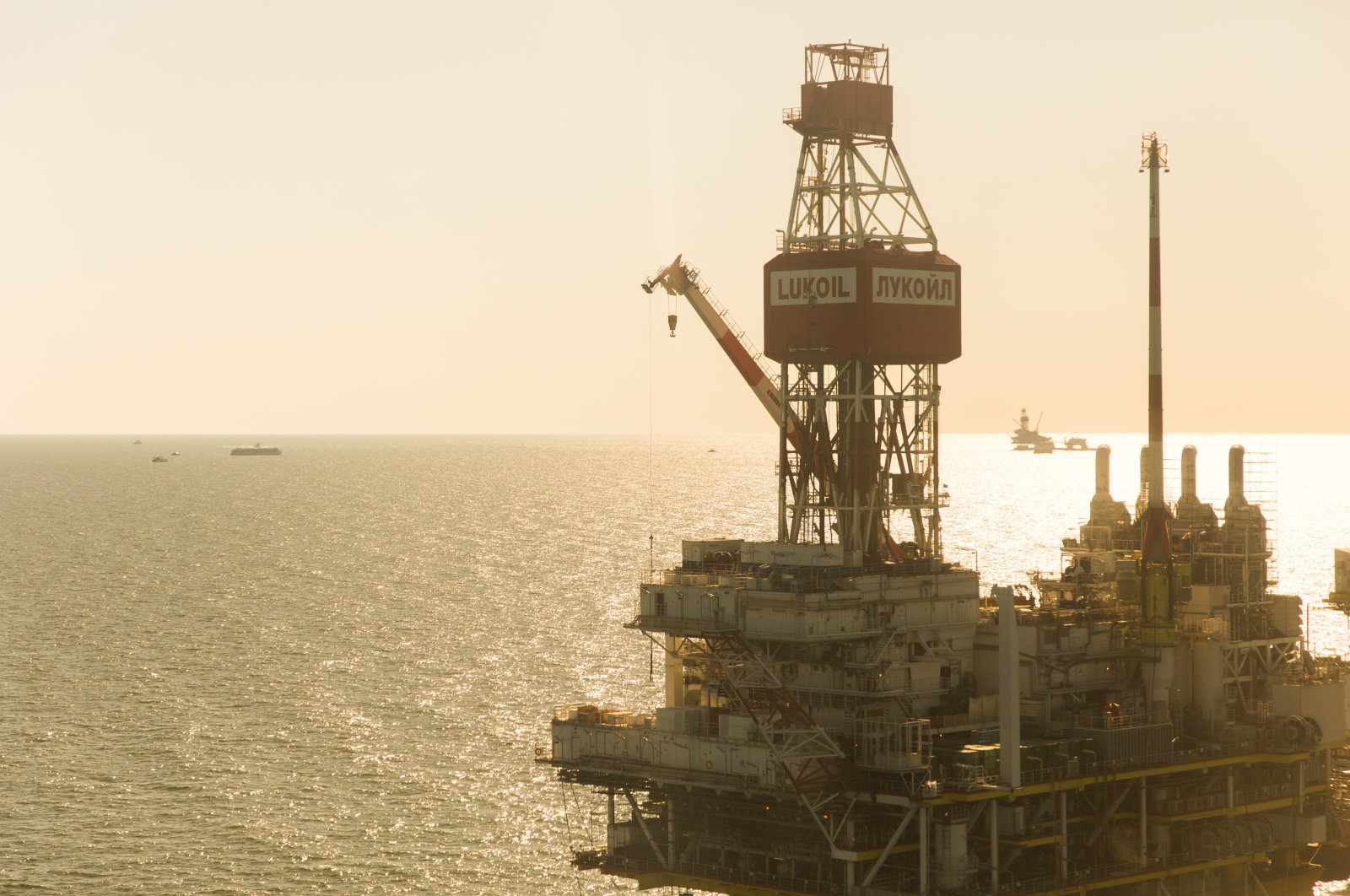 Lukoil's offshore oil platform, V. Filanovsky, in the Caspian Sea, Aug. 15, 2017. (Photo by Lukoil via AA)