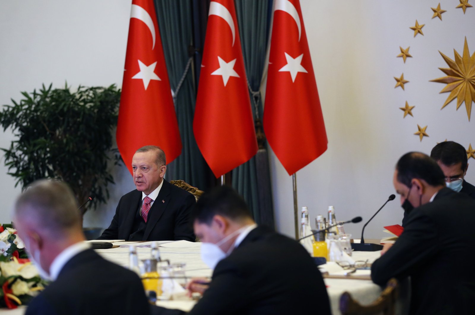 President Recep Tayyip Erdoğan speaks at a virtual meeting of the Organization of Islamic Cooperation’s (OIC) Standing Committee for Economic and Commercial Cooperation (COMCEC), Ankara, Turkey, Nov. 25, 2020. (AA Photo)