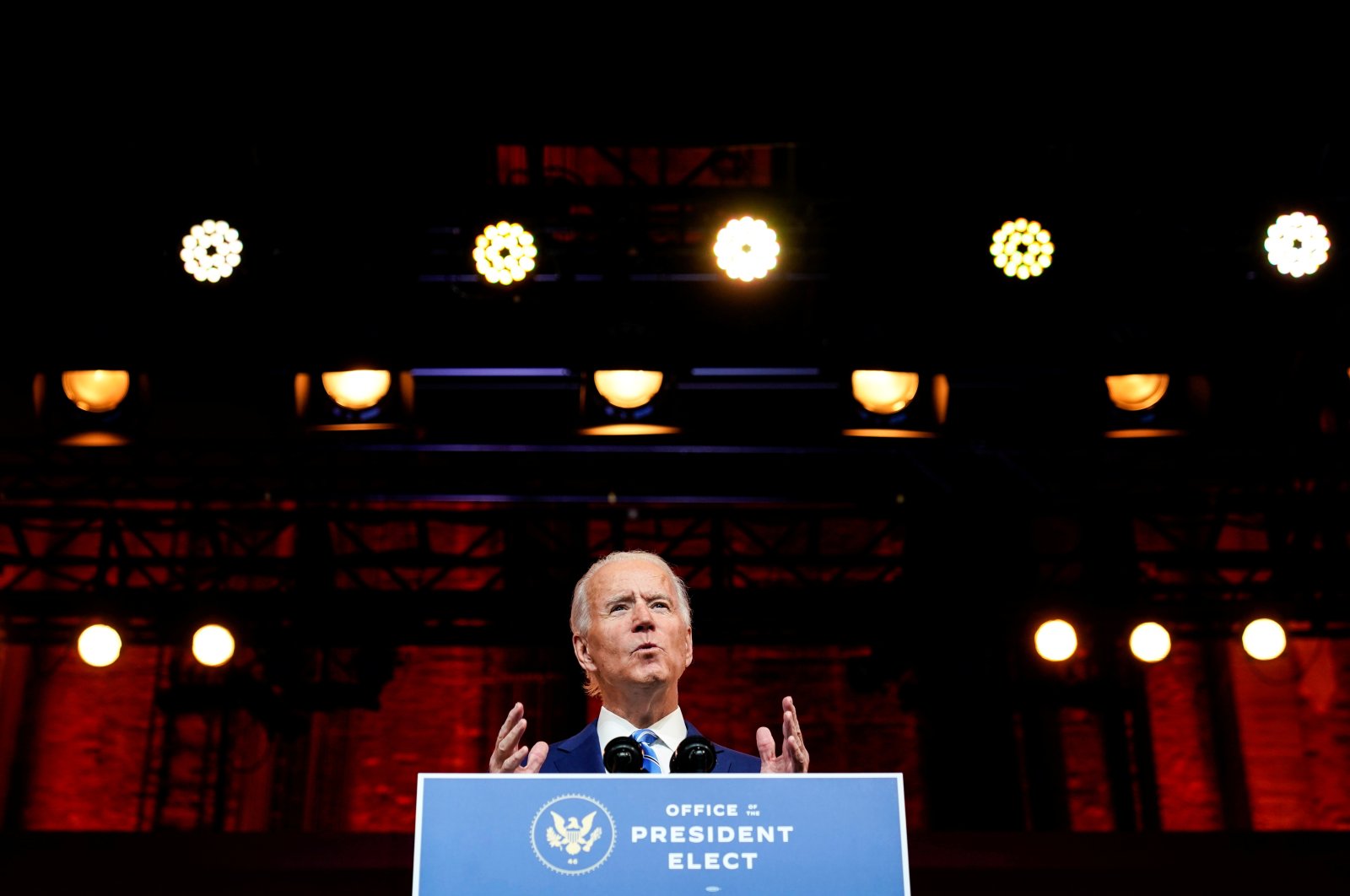 U.S. President-elect Joe Biden delivers a pre-Thanksgiving address at his transition headquarters in Wilmington, Delaware, U.S., Nov. 25, 2020. (Reuters Photo)