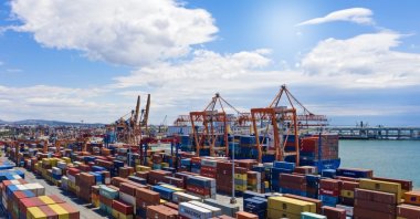 An aerial view of a commercial shipping port in Turkey's southern province of Mersin, May 24, 2020. (iStock Photo)