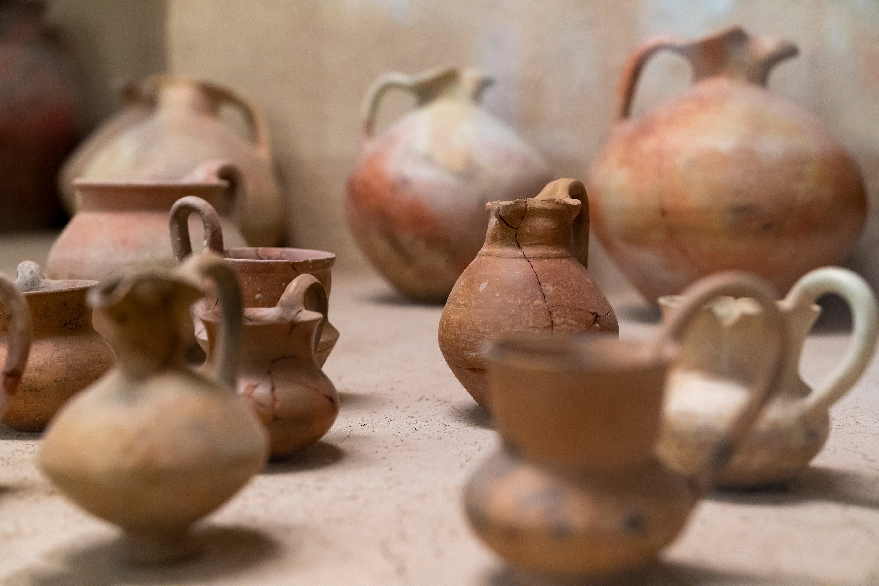 Potteries excavated from the archaeological site are displayed at Gordion Museum in Yassıhöyük, Ankara, Dec. 8, 2018. (Shutterstock Photo)