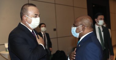 Foreign Minister Mevlüt Çavuşoğlu holds bilateral talks with his Maldivian counterpart Abdulla Shahid in Niger's capital Niamey, Nov. 27, 2020. (AA Photo)