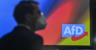 A delegate with a mask attends the party congress of far-right Alternative for Germany (AfD) at the Wunderland Kalkar in Kalkar, western Germany, Nov. 28, 2020. (AFP Photo)