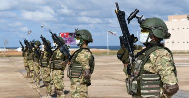 Libyan soldiers conduct a graduation ceremony in the Libyan capital Tripoli following the completion of training by the Turkish Armed Forces (TSK), Nov. 22, 2020. (AA Photo)