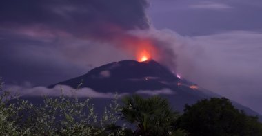 An eruption of Mount Ile Lewotolok is seen in Lembata, East Nusa Tenggara Province, Indonesia Nov. 29, 2020. (Antara Foto/Aken Udjan via Reuters)