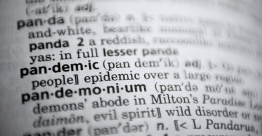 A photo of the word pandemic is displayed in a dictionary in Washington, D.C., U.S., Nov. 21, 2020. (AP Photo)