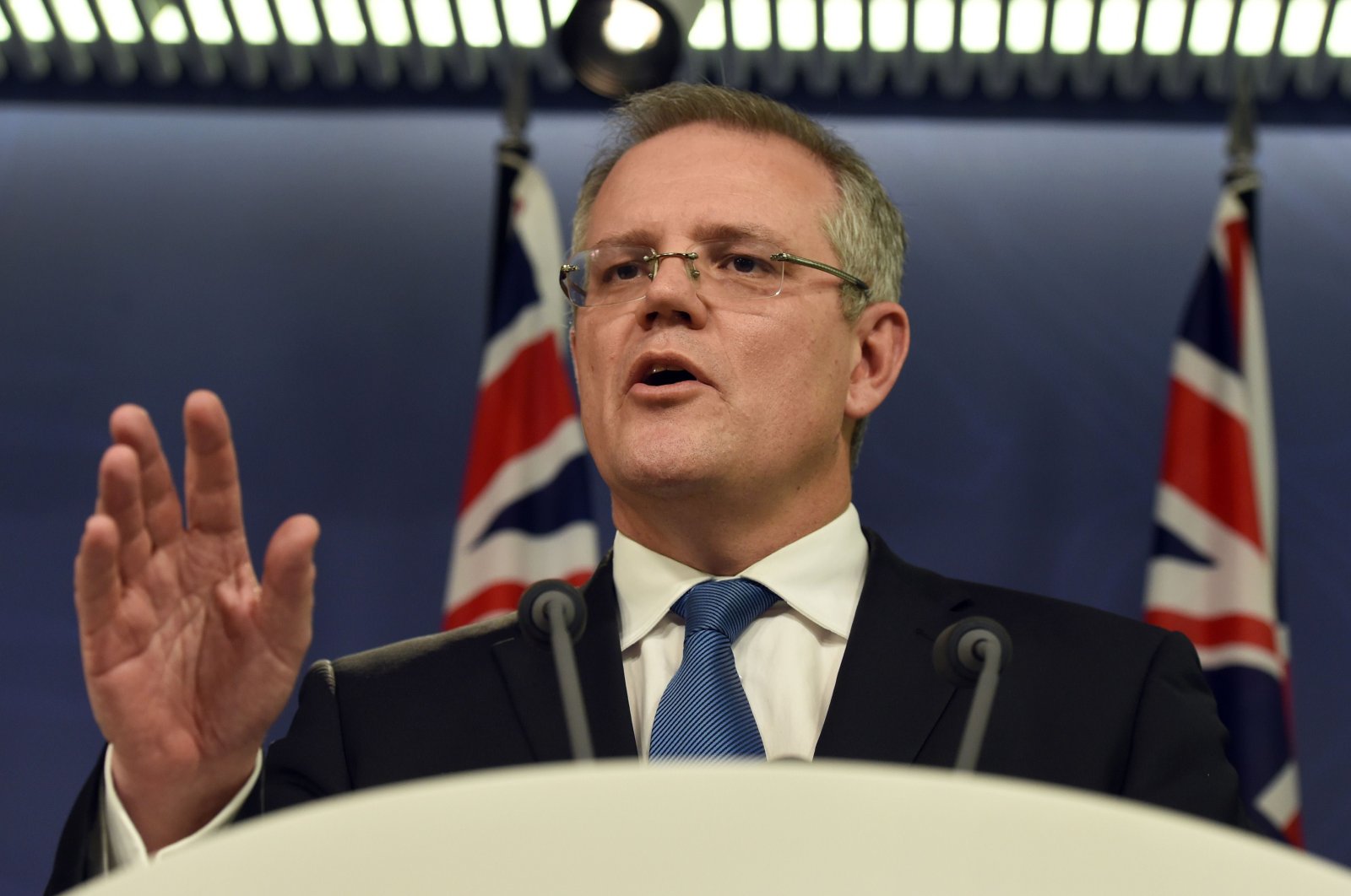 This file photo taken on July 25, 2014 shows Australian Immigration Minister Scott Morrison speaking at a press conference in Sydney. (AFP Photo)