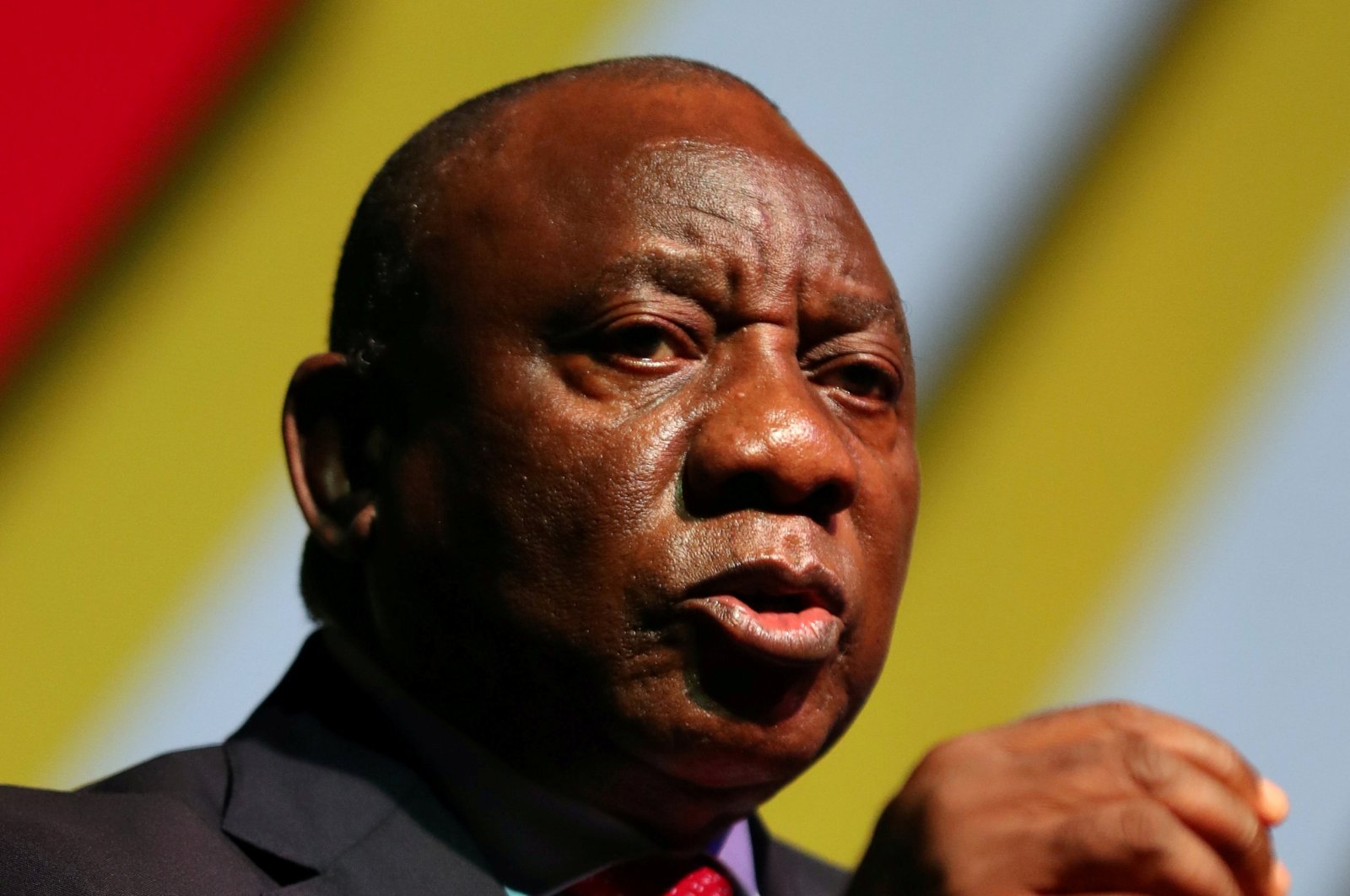 South African President Cyril Ramaphosa gestures as he delivers the opening address during the 3rd South Africa Investment Conference at the Sandton Convention Centre, in Sandton, South Africa, Nov. 18, 2020. (REUTERS)