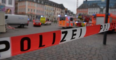 A square is blocked by the police in Trier, Germany, Dec. 1, 2020. (AP Photo)