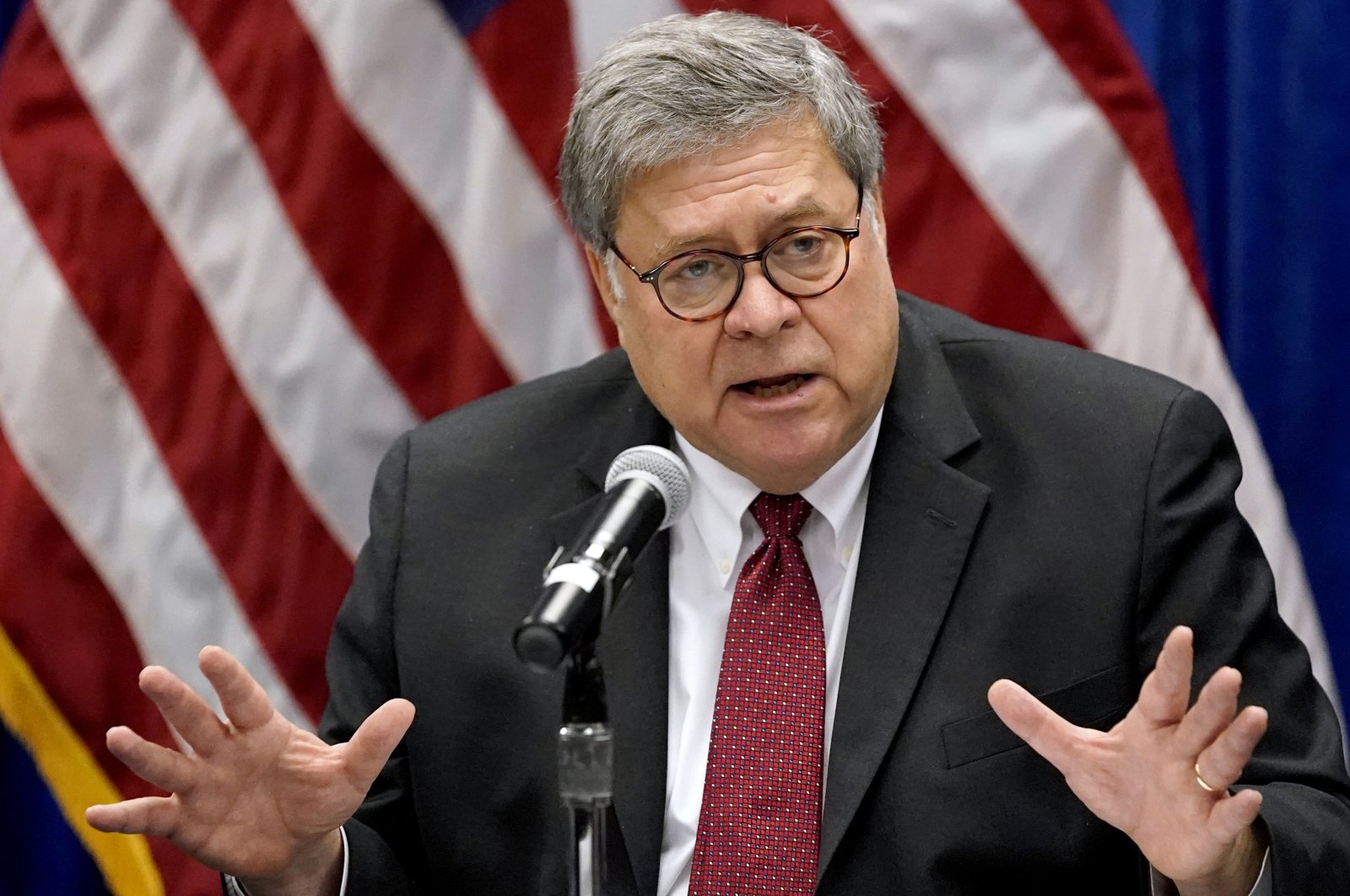 In this Oct. 15, 2020, file photo Attorney General William Barr speaks during a roundtable discussion on Operation Legend, a federal program to help cities combat violent crime in St. Louis. (AP Photo)