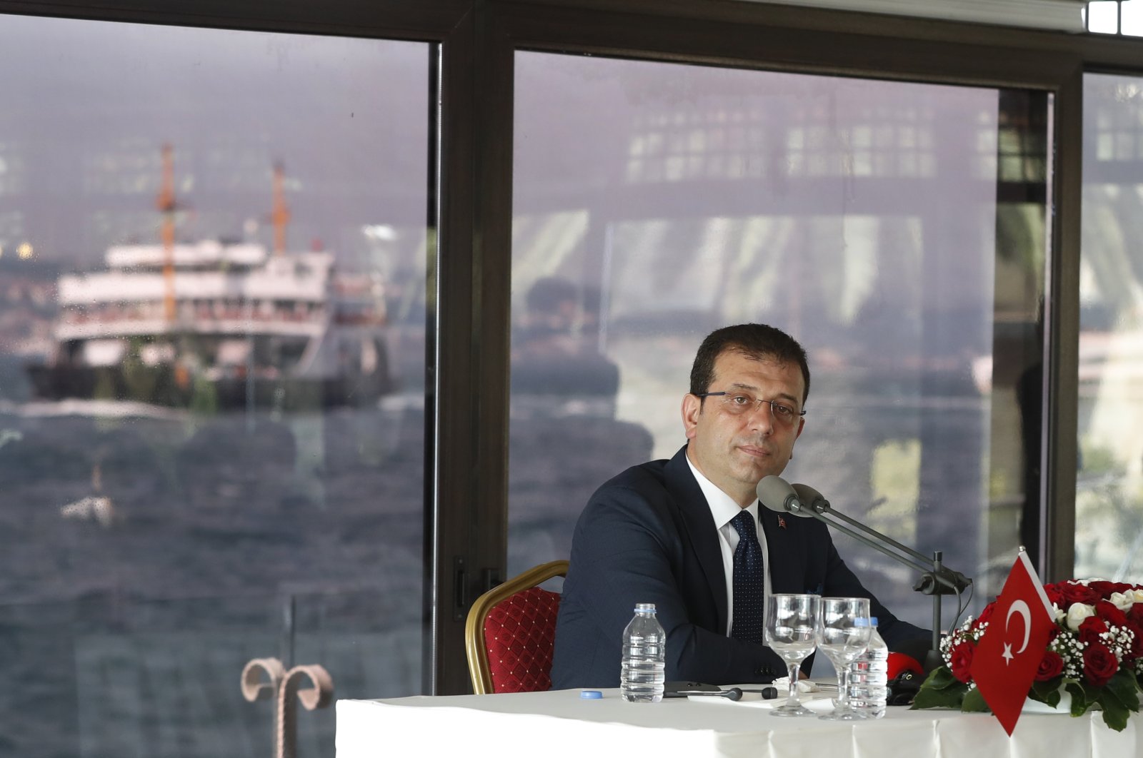 Istanbul Mayor Ekrem Imamoğlu talks to members of the foreign media a day after he took over office, in Istanbul, June 28, 2019. (AP Photo)