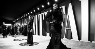 Halima Aden attends the 2020 Vanity Fair Oscar Party at Wallis Annenberg Center for the Performing Arts, in Beverly Hills, California, the U.S., Feb. 9, 2020. (Photo by Getty Images)