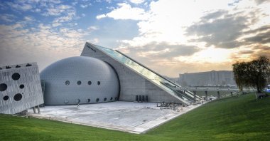 A view from the outside of the Presidential Symphony Orchestra concert hall in Ankara.
