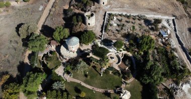 An aerial view of Ali Avseven's garden where he grows saplings and plants trees, Datça, Muğla province, western Turkey, Dec. 3, 2020. (AA Photo)
