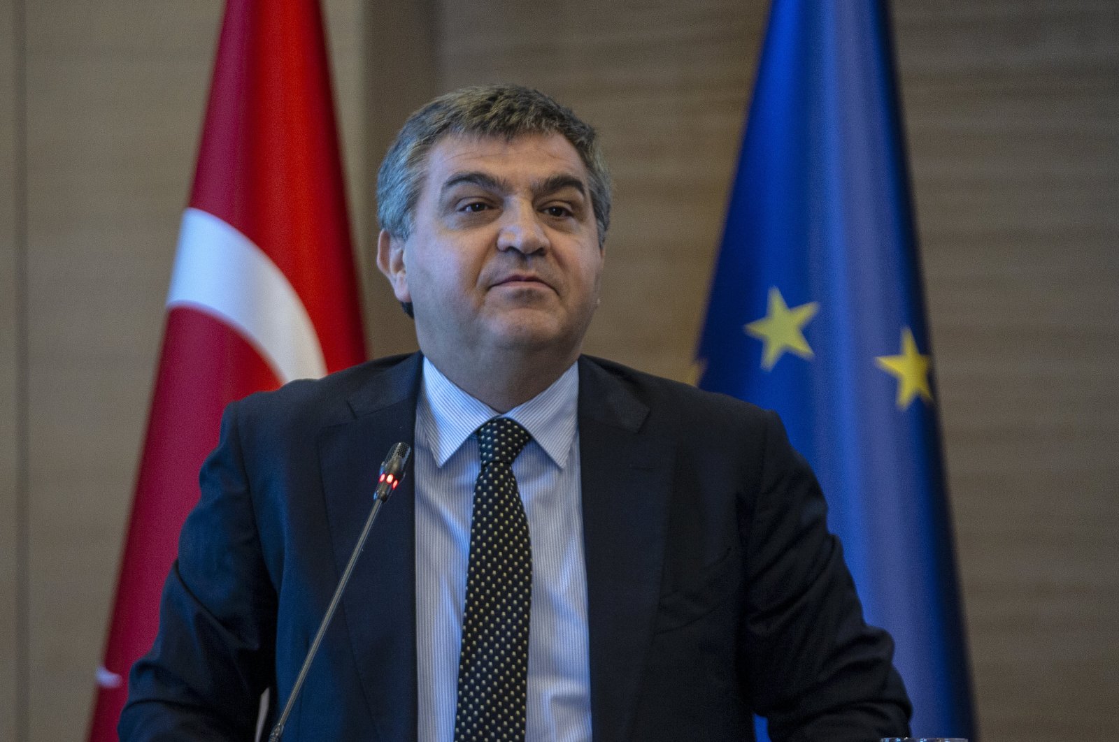 Deputy Foreign Minister Faruk Kaymakçı speaks at a meeting of the Jean Monnet scholarship in Ankara, Turkey, May 30, 2019. (AA Photo)