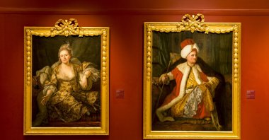 Two paintings are on display at the Pera Museum's Intersecting Worlds: Ambassadors and Painters exhibition seen in this photo provided on Dec. 4, 2020. (Photo courtesy of Pera Museum)