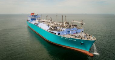 BOTAŞ's floating storage and regasification unit seen off the shores of southern Hatay province, Turkey, Feb. 12, 2018. (AA Photo)