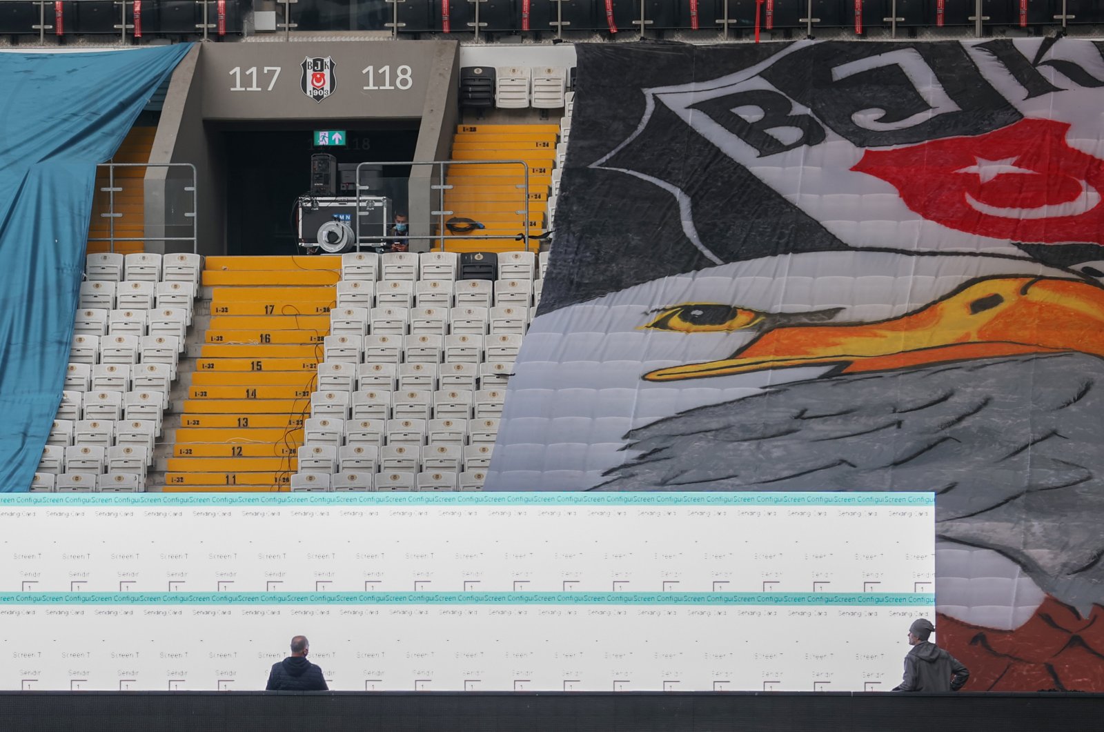 A view of the screen installed in front of the grandstand at the stadium, in Istanbul, Turkey, Dec. 3, 2020. (AA PHOTO)