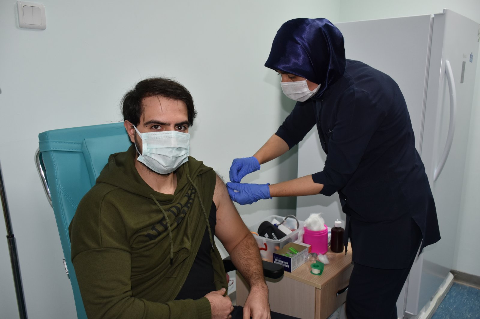 A volunteer is vaccinated with CoronaVac in Malatya, eastern Turkey, Dec. 3, 2020. (AA Photo)