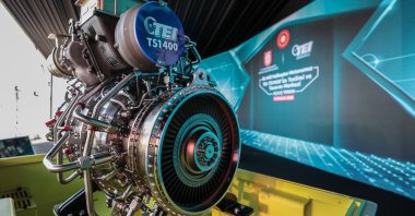 The turboshaft TEI-TS1400 engine is seen on the sidelines of a ceremony in the central province of Eskişehir, Dec. 5, 2020. (AA Photo)