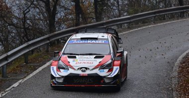 Sebastien Ogier steer his car during the rally, in Monza, Italy, Dec. 5, 2020. (AFP Photo)