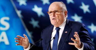 Rudy Giuliani, former Mayor of New York City, delivers his speech as he attends the National Council of Resistance of Iran (NCRI), meeting in Villepinte, near Paris, France on June 30, 2018.  (Reuters Photo)