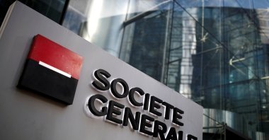 The logo of Societe Generale at its headquarters in the financial and business district of La Defense near Paris, France, Feb. 4, 2020. (Reuters Photo)